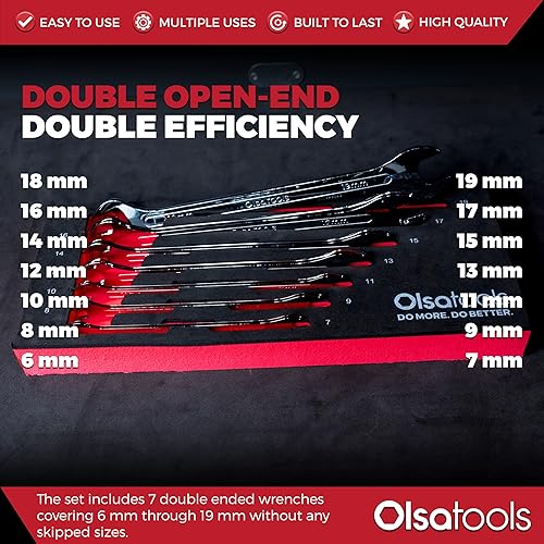 Miniatura 3 de Olsa Tools Juego de llaves delgadas - Juego de llaves de extremo abierto 7 piezas métricas - Juego de llaves superfinas - Juego de llaves delgadas -