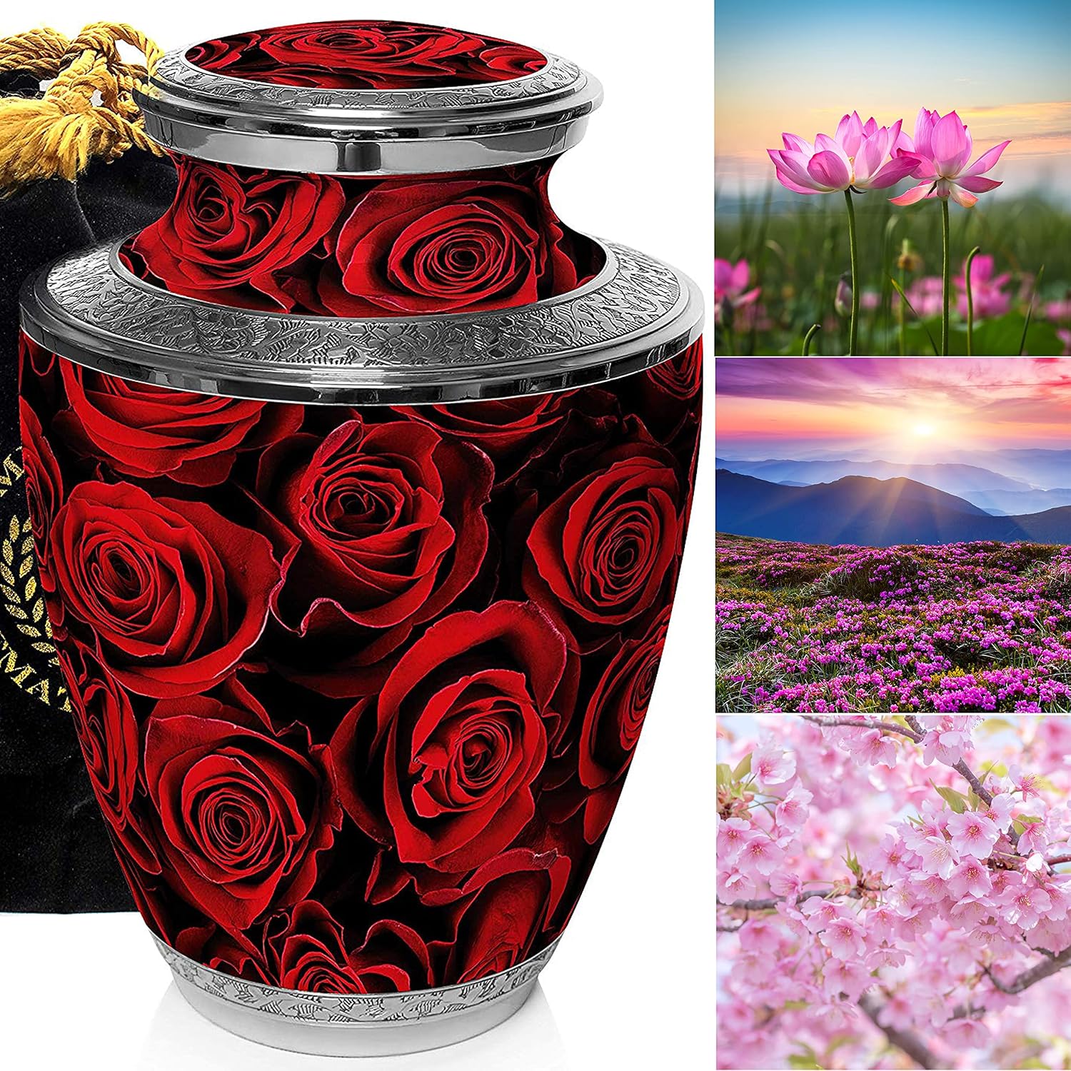 Crimson Rose Cremation Urns for Human Ashes Adult Full Size