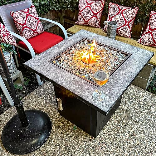 Vista 125 de Grisun Vidrio ignífugo para cuenco de fuego, 1/2 pulgada de alto, 10 libras, brillo reflectante, rocas de vidrio templado para gas natural o Verde