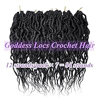 Vista 5 de LOSMOEER Cabello de ganchillo sintético de 12 pulgadas, 7 paquetes de cabello de ganchillo Goddess Locs para mujer, trenzas de ganchillo suaves