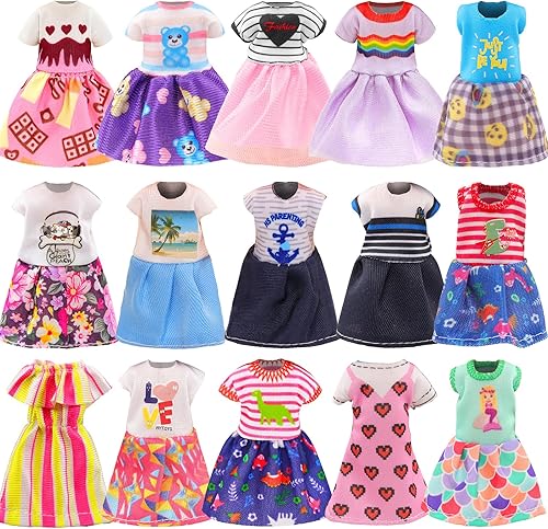Miniatura 2 de Joyfun - 7 piezas de ropa de muñeca de niña de 6 pulgadas, vestido de 3 piezas, trajes de 2 piezas y 2 zapatos para muñecas de 11.5 pulgadas,