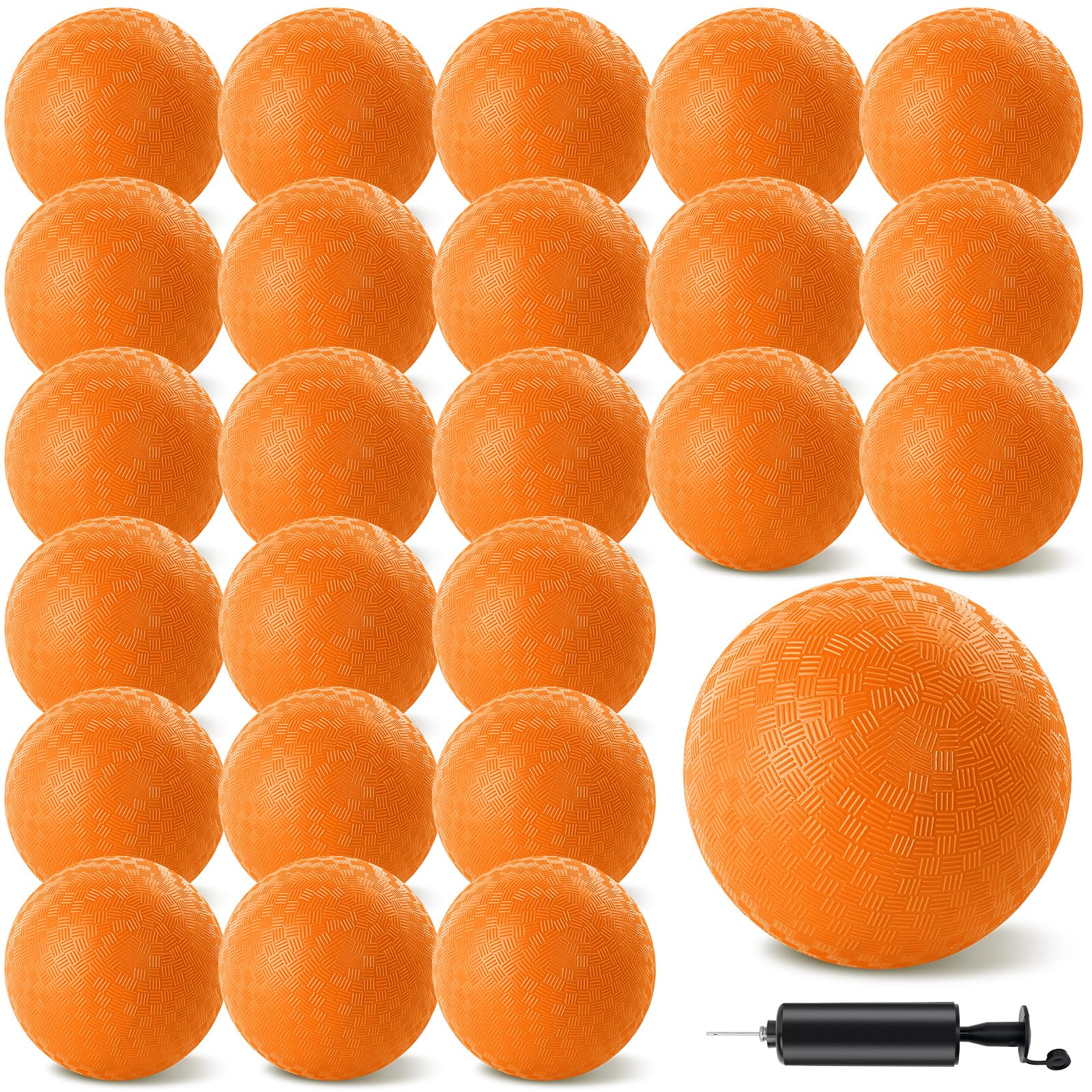 HSLCGF 24 Pcs Dodgeballs 5 Inch Playground Ball Kickball Inflatable Rubber Handball Bouncy Dodge Ball with 1 Hand Pump for Outdoors Ball Games Gym