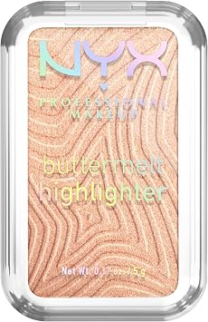 NYX Professional Makeup Buttermelt Highlighter, Powder Highlighter, 12 HR Wear, Fade & Transfer Resistant, Buildable, High Impact Glow, Glaze it Butta, 1 Count