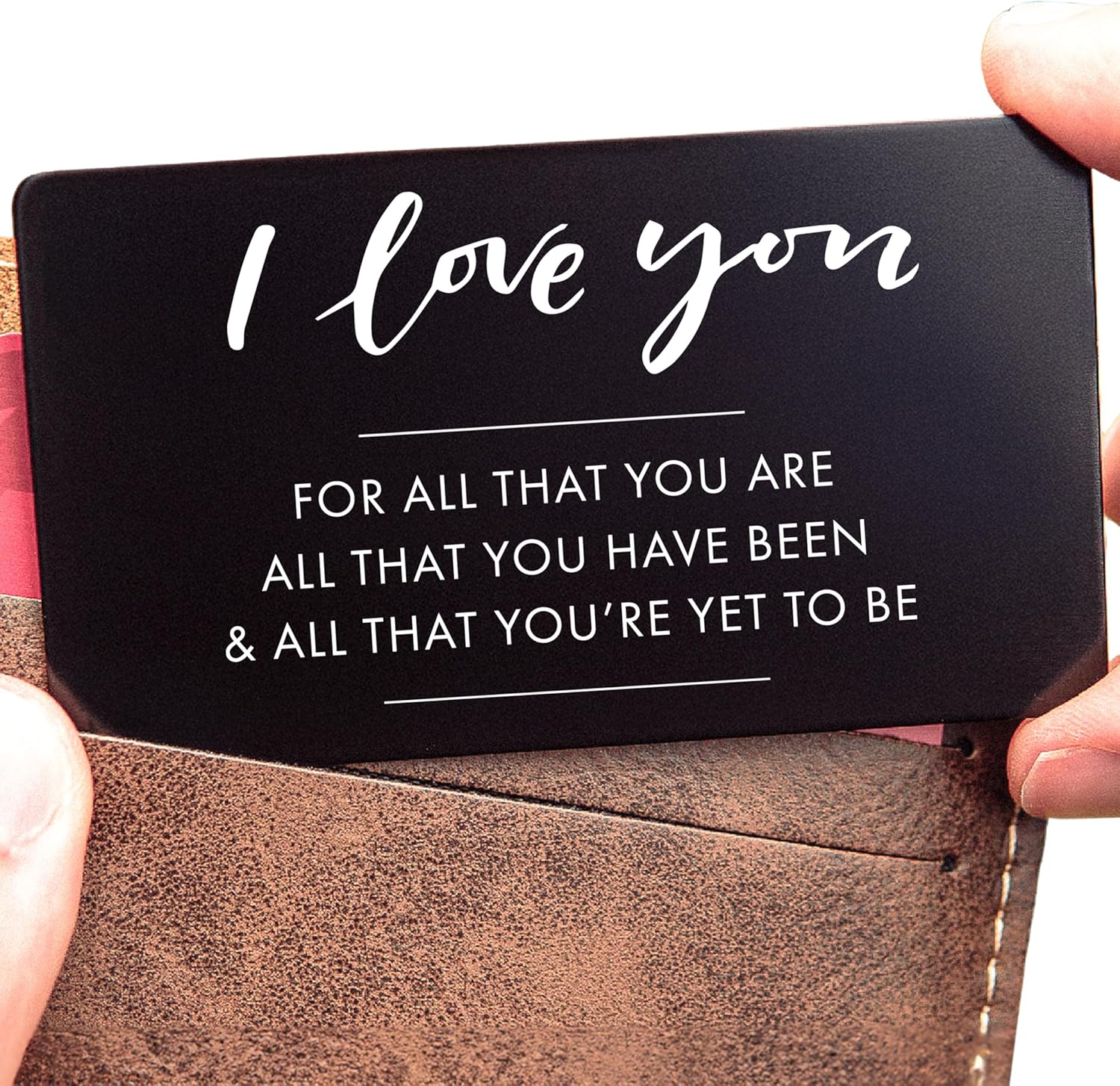 I Love You Wallet Card – Engraved Keepsake for Him or Her, Durable Metal Wallet Insert, Sentimental Love Note for Anniversary, Birthday, or Any Occasion
