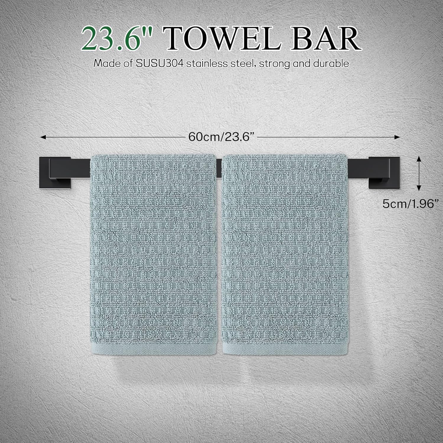 matte black bathroom hardware accessories set 10-pieces black towel bar set stainless steel towel holder set 23.6 inch towel bar,towel racks set for bathroom wall mounted