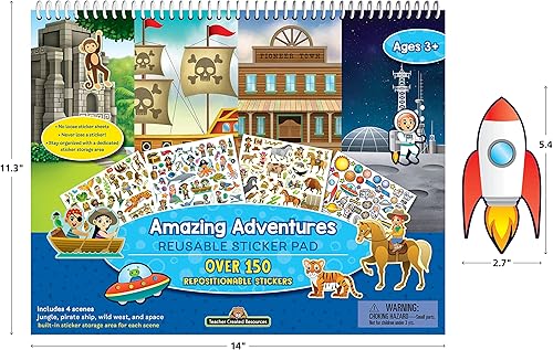 Vista 15 de Teacher Created Resources Almohadilla adhesiva reutilizable de dinosaurios y animales prehistóricos