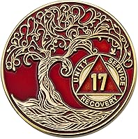 Vista 256 de Medallón AA de 5 años – Árbol de la Vida trenzado chapado en oro AA Chip de recuperación – morado