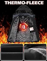 Vista 3 de Chaqueta de esquí para hombre, impermeable, con forro de vellón, abrigo de nieve cálido, cortavientos, con capucha, para el invierno