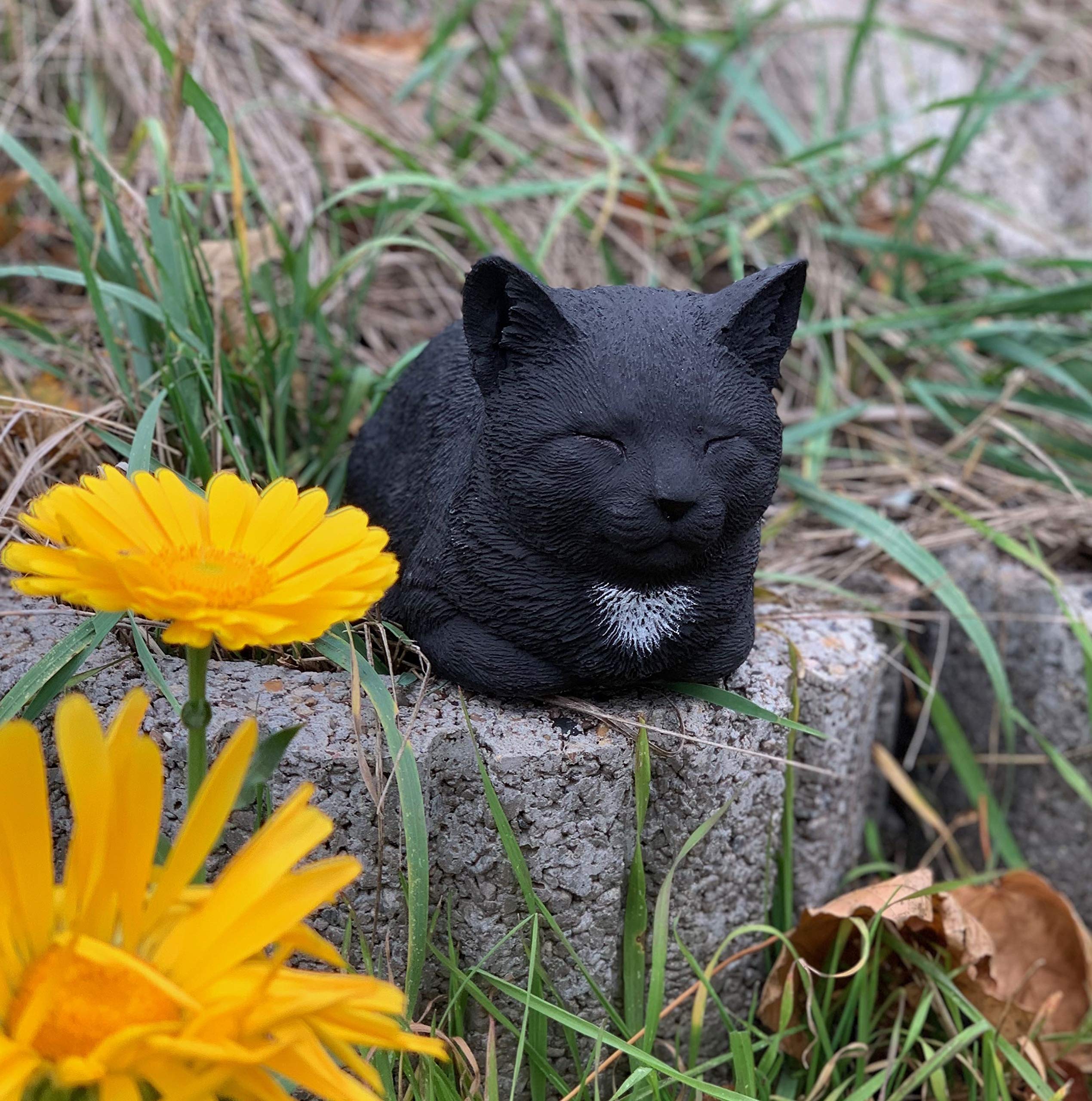 stoneandstyle Steinfigur Katze ruhend schwarz frostfest wetterfest Steinguss