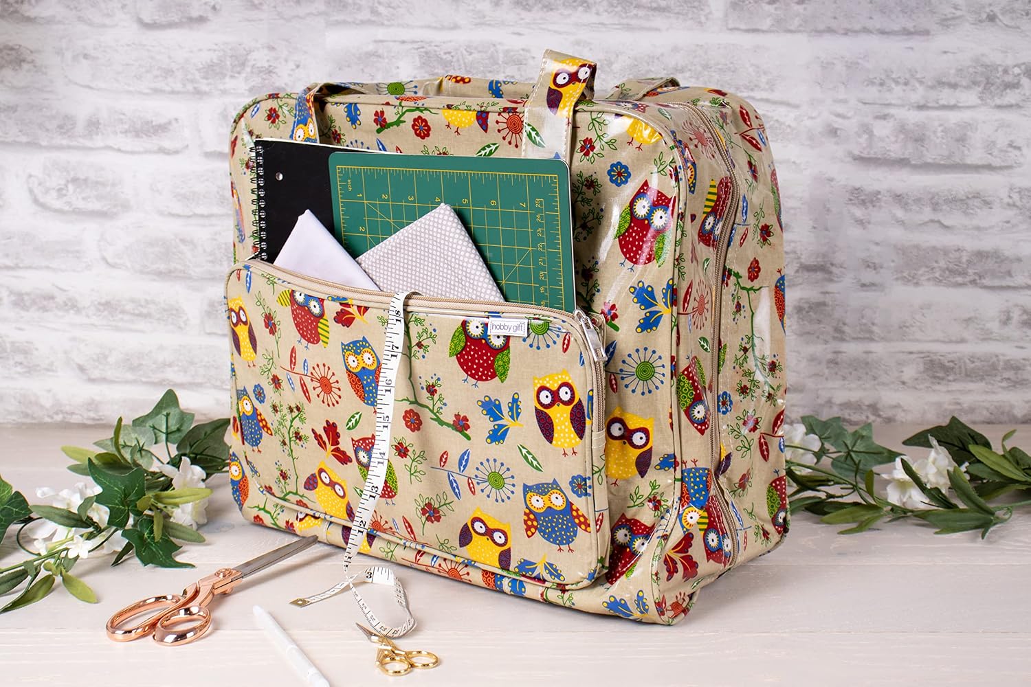 Hobby Gift MR4660 Printed Sewing Machine Storage Bag, 43 x 37 x 20cm, Owl