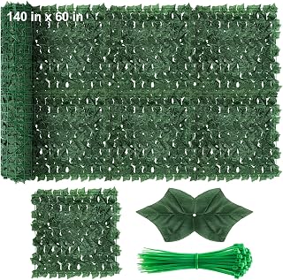 Artificial Ivy Privacy Fence Screen - 140''(L) x 60''(W) Greenery Wall Panels for Outdoor Fence, Balcony, Patio or Garden Decor, Dense Green Backdrop Panel, Faux Grass Panels with Zip Ties