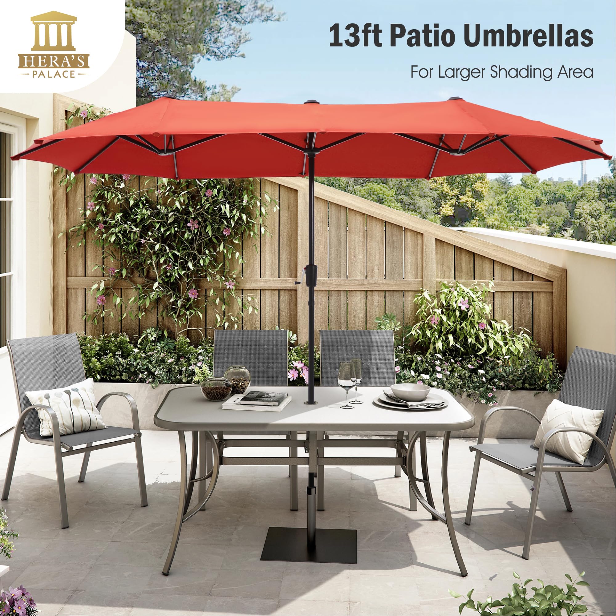 large red patio umbrellas 13 ft Double-Sided Umbrella, Outdoor Umbrella, Orange Size:SHIMANO NASCI 1000 FD No Bs Leather Backpack pro rocket durable materials