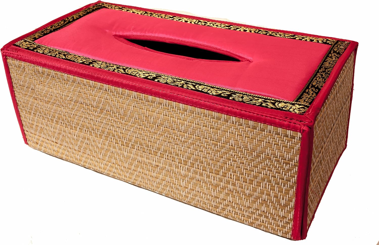 CCcollections Handmade Reed Tissue Box Cover - Rectangular Tissue Box Adds A Refined Accent to Your Home Decor - Ideal for Living Room or Offices C Pink