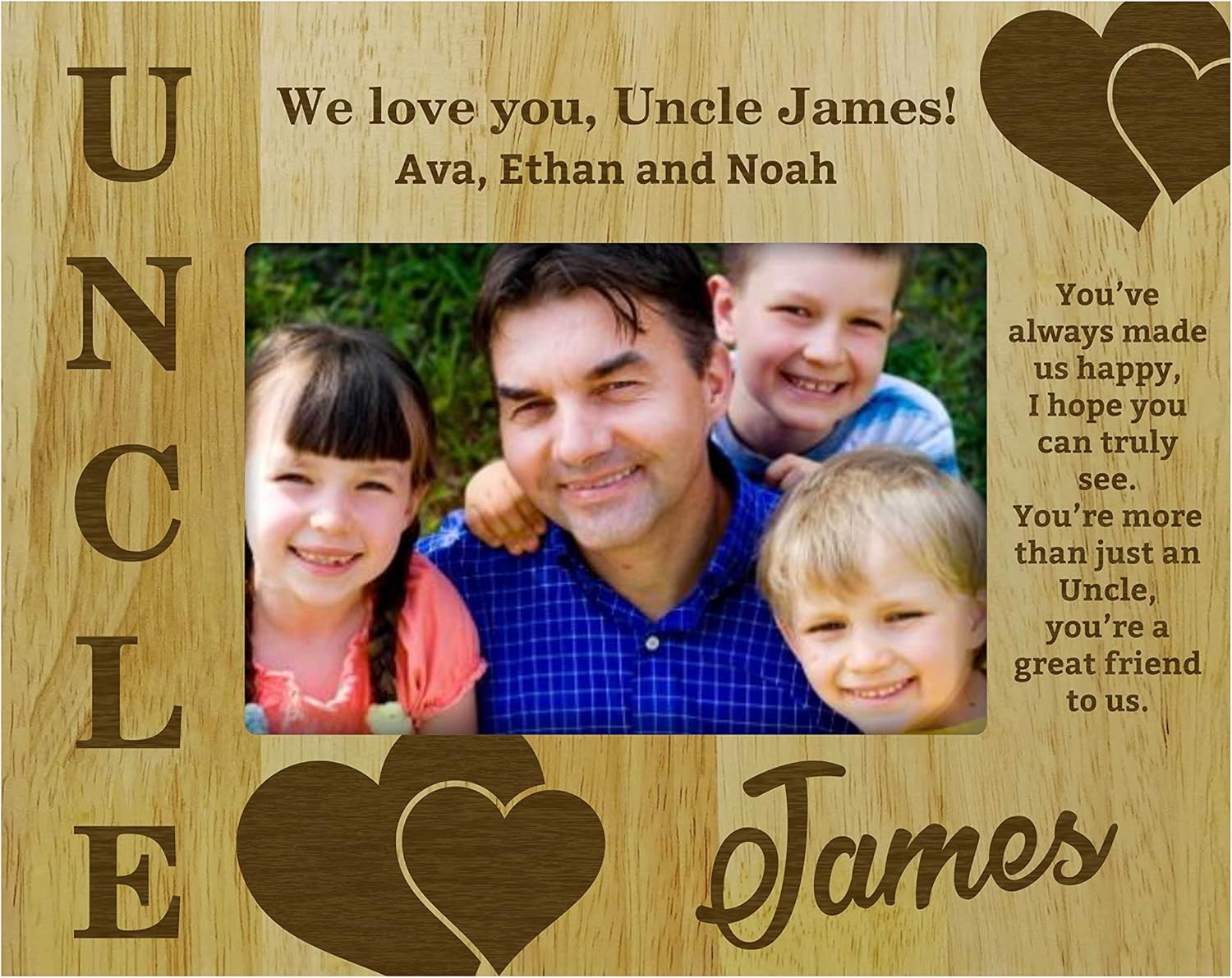 Darling Souvenir Rustic Father Figure Photo Frame - Best Gift for Uncle birthday Picture Holder with Acrylic Glass - 5x7 Inches Vertical Wooden Engraved Personalized wood frame