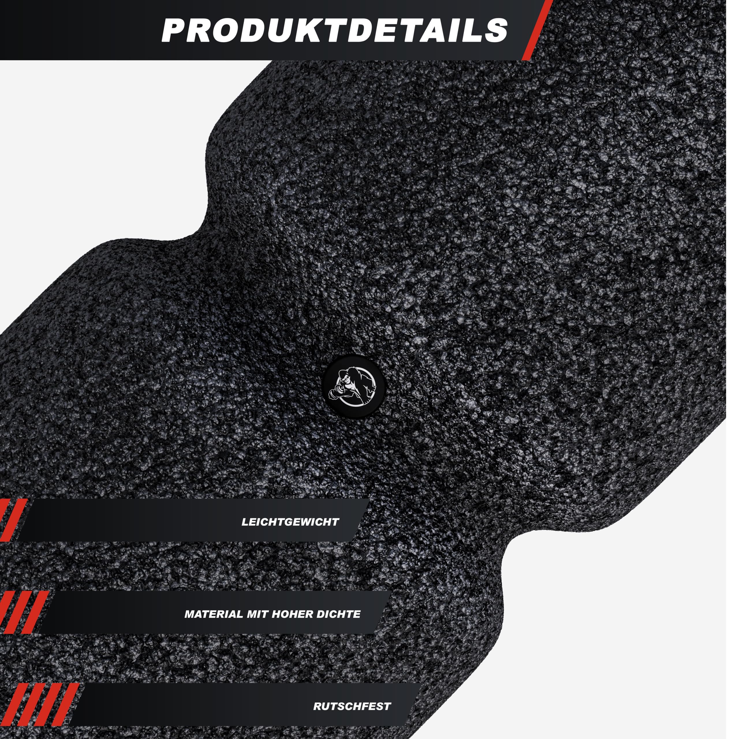 GORILLA SPORTS® Faszienrolle - mit Umlaufrille, 38 cm, Hochdichter Schaumstoff, Schwarz - Foam Roller, Massagerolle, Schaumstoffrolle für Rücken, Beine, Wirbelsäule, Tiefengewebe, Massage, Yoga