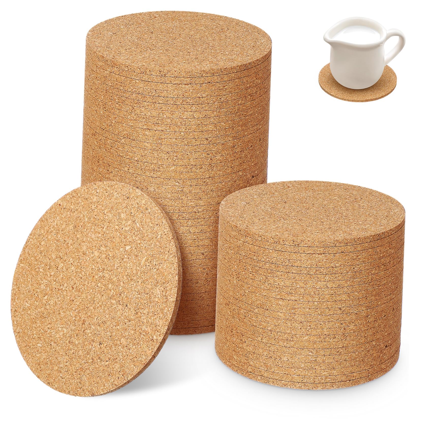 BESTYASH 100pièces Dessous de Liège Ronds sous-Verres pour Boissons Protection de Table Dessous pour Tasses et Théières