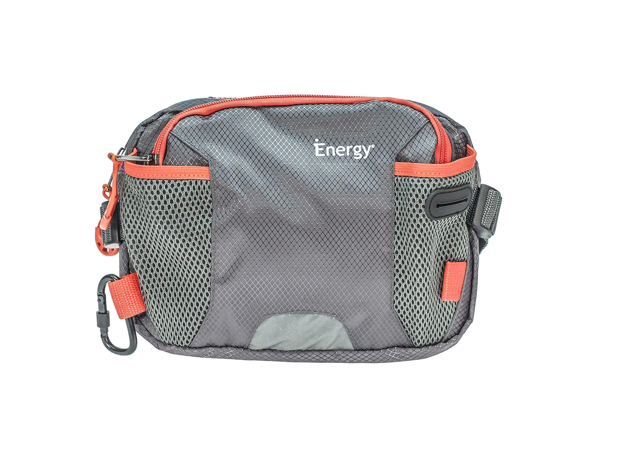 iEnergy Cintura in vita PAT per proprietari di cani - Marsupio resistente per passeggiate con il cane, Rosso/Grigio, 1 conteggio (confezione da 1)