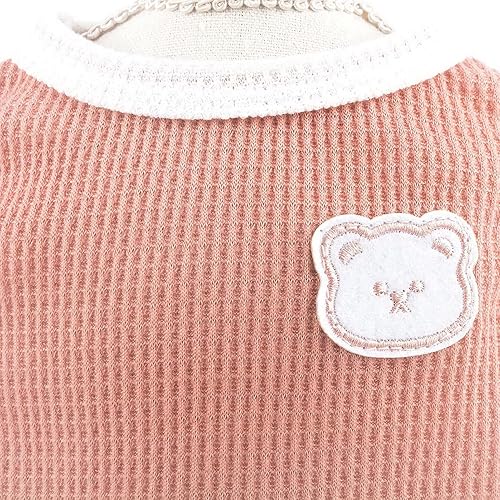 Miniatura 6 de SMALLLEE_LUCKY_STORE Linda camiseta de punto gofre con oso para cachorros, para perros pequeños y medianos, gatos, niños y niñas, camiseta elástica