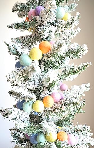 Miniatura 6 de Felt Ball Garland 100% Wool (60 Poms, 10 Ft String Extra Long) Pastel Boho Pink Purple Rainbow Handmade Home Decor Mantel Banner Bunting Craft |