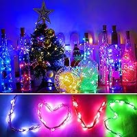 Vista 6 de SmilingTown 12 paquetes de 20 luces LED para botellas de vino con corcho - Cadena de luces de hadas de alambre plateado, luces de corcho operadas