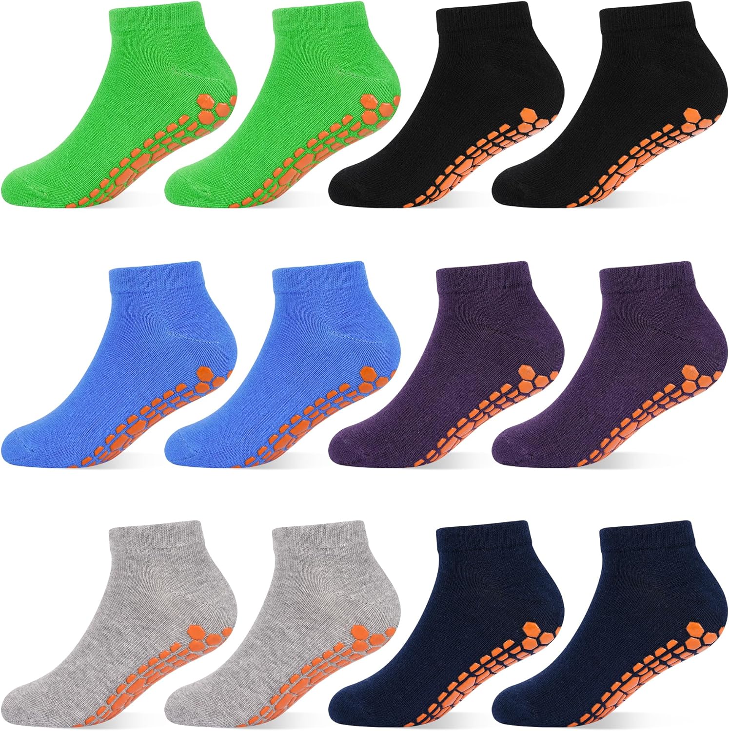 HYCLES Boys Girls Non-Slip Toddler Socks Grip Ankle Sticky Socks Anti-Skid Sock for Kids 6 Pairs for 2-13 Years Kids