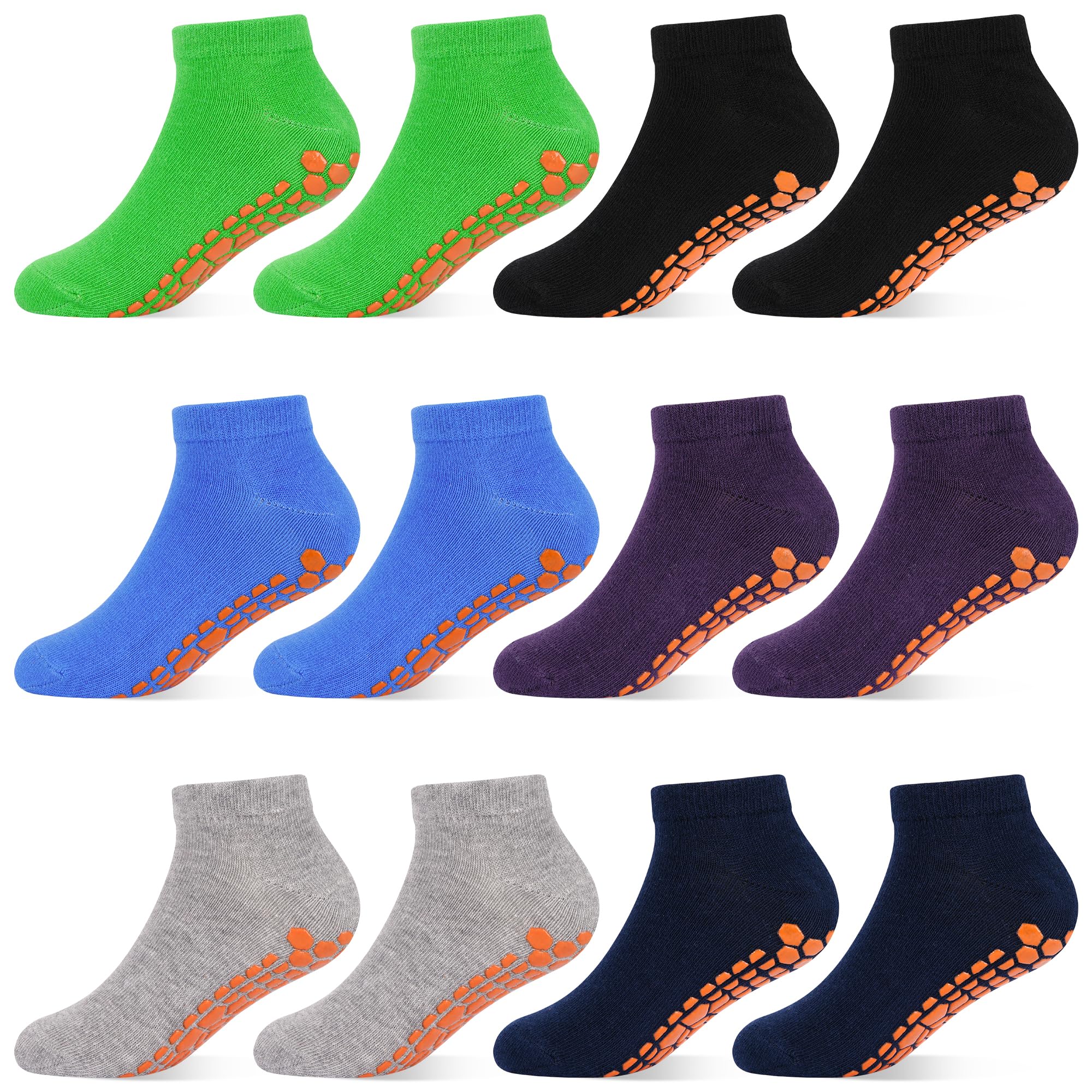 HYCLES Boys Girls Non-Slip Toddler Socks Grip Ankle Sticky Socks Anti-Skid Socks for Kids 6 Pairs for 2-13 Years Kids