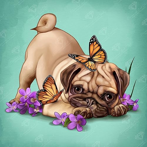 Miniatura 105 de DIAMOND ART CLUB Kit de pintura de diamante de zorro, manualidades divertidas para adultos, lienzo de arte redondo de diamante, 13 x 16 pulgadas