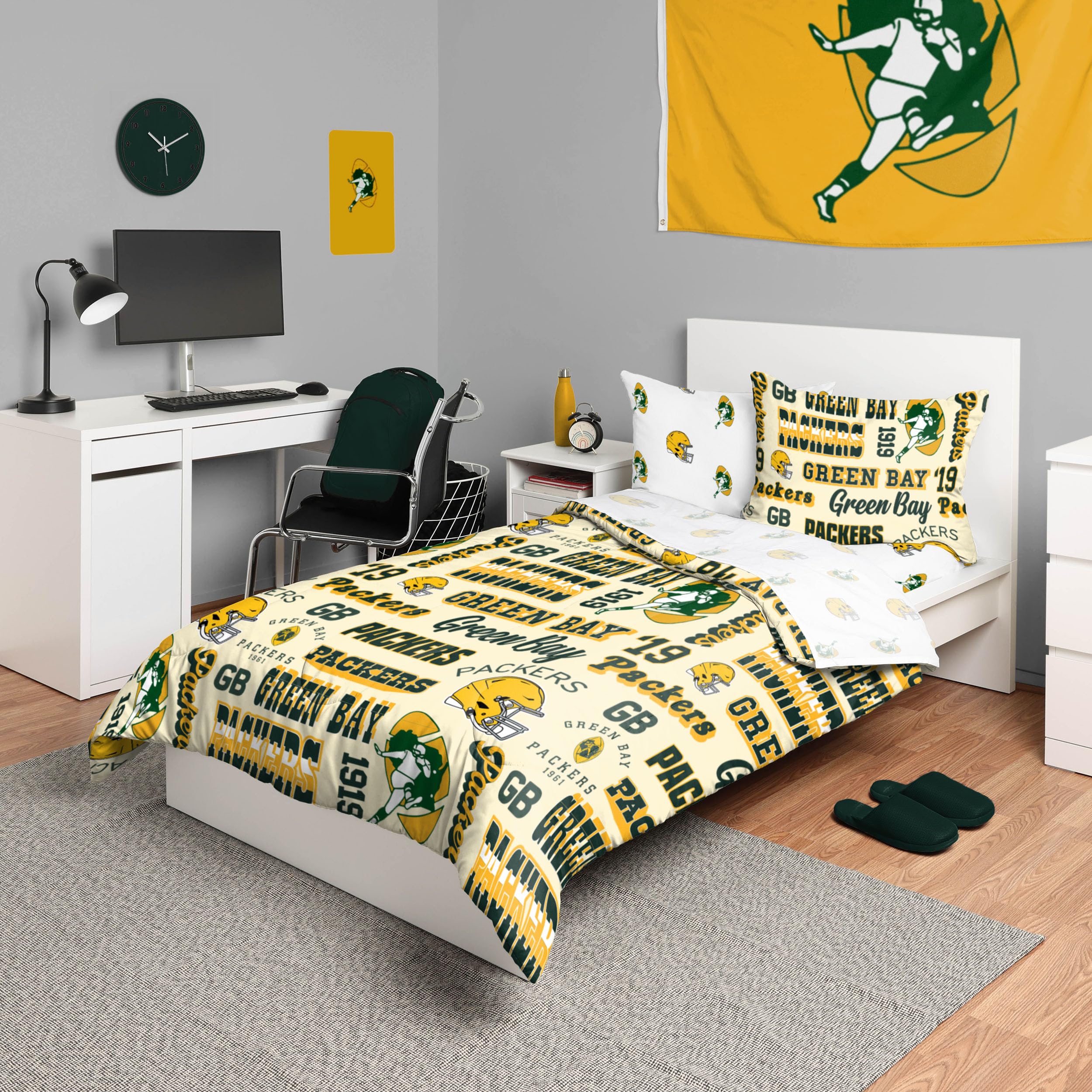 FOCO Unisex-Adult NFL Team Logo Bed in a Bag Comforter Sheets Pillow Cases Bedding 5-Piece Set