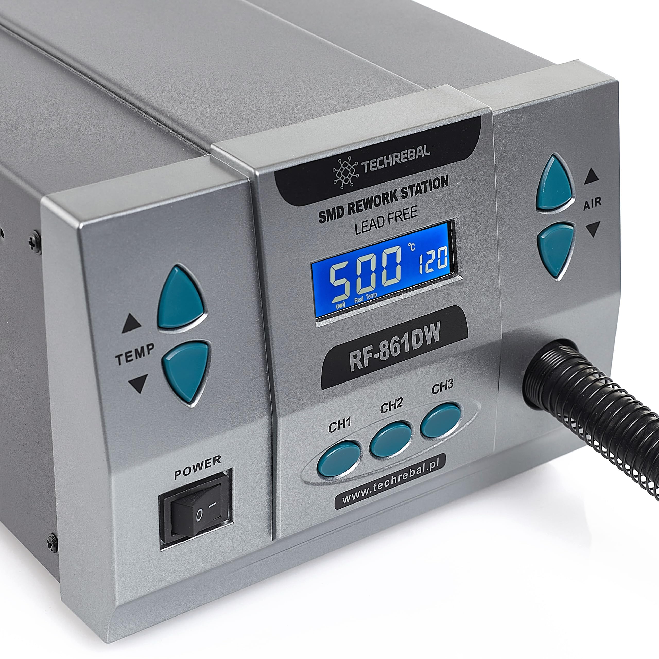 Stacja Lutownicza Hot Air TECHREBAL RF-861DW 1000W Spawarka Do Plastiku Stojak Na Kolbę Hot Air Mocna