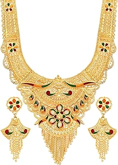 Indian One Gram Gold Pure Forming Long Rani Haar Jewellery/Jwelery/jwellery/jualry Necklace Set for Women for Women By Indian Collectible