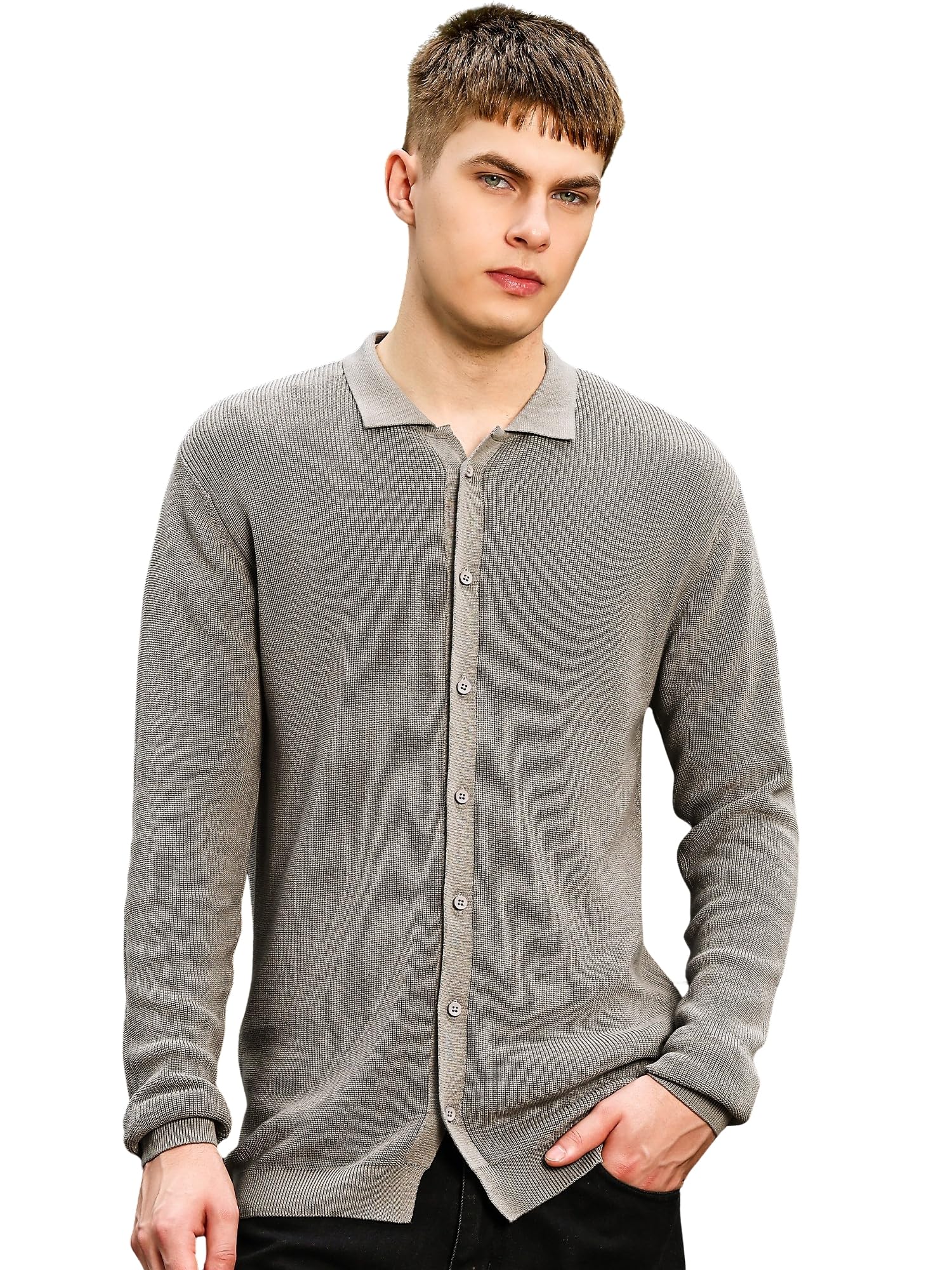 maniac || Mens || Solid || Texture || Polo Neck || Full Sleeve || Cotton || Sweater-picture-26