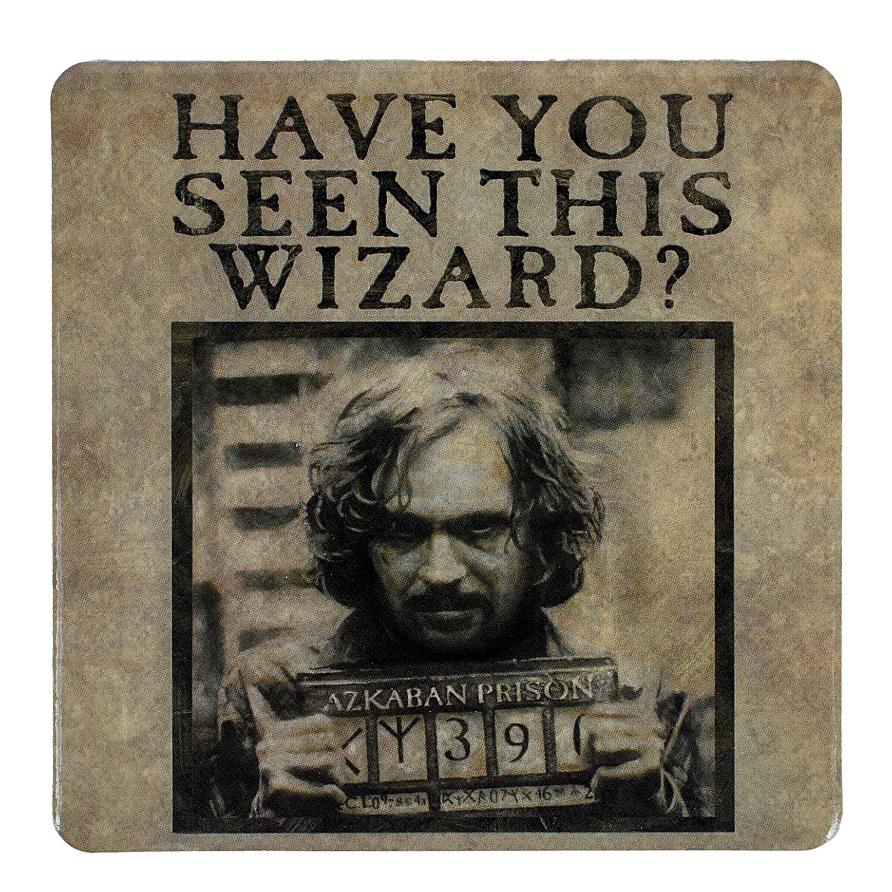 Aaa Merchandise Black Harry Potter “Have You Seen This Wizard?” Sirius Single Coaster – Officially Licensed Wizarding World Drink Mat, Desk Or Table Decor, Great Gift For Fans
