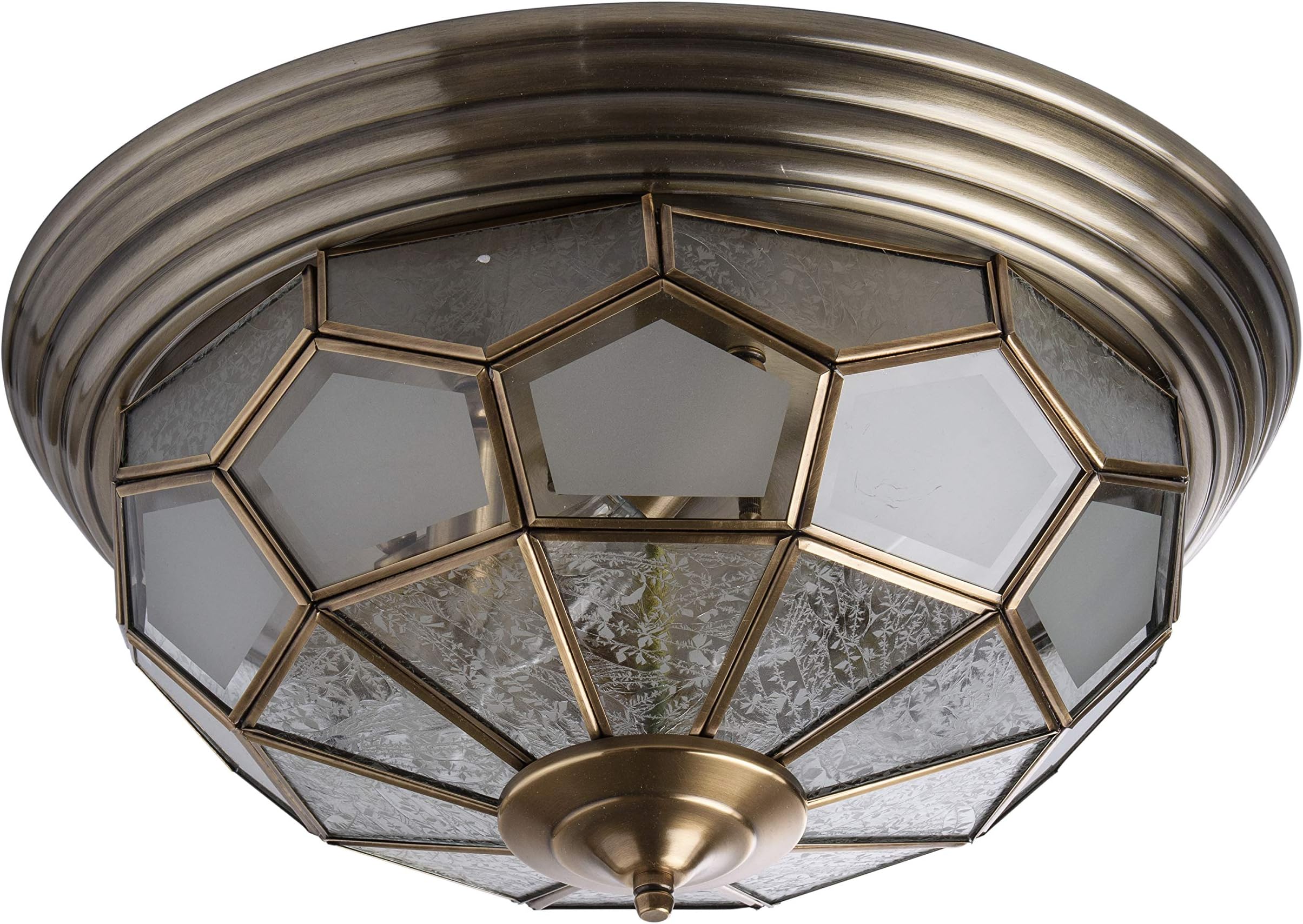 CHIARO 397010506 Tiffany Light Flush Ceiling Lighting Brass Metal Glass Hall, Kitchen, Living Room 6 * 40W E14 excl