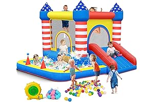 Culaluva Bounce House Kids: Inflatable Bouncy Castle w/Ball Pit & Slide - For Kids 3-8