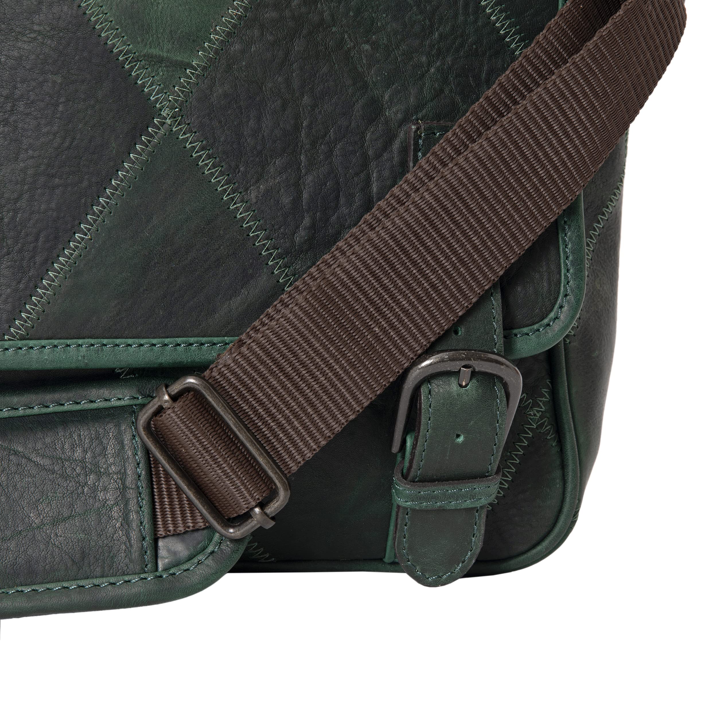 ZINT Waxy Genuine Full Grain Leather Green Unisex Messenger 15 inches Laptop Bag - Image 2 thumbnail