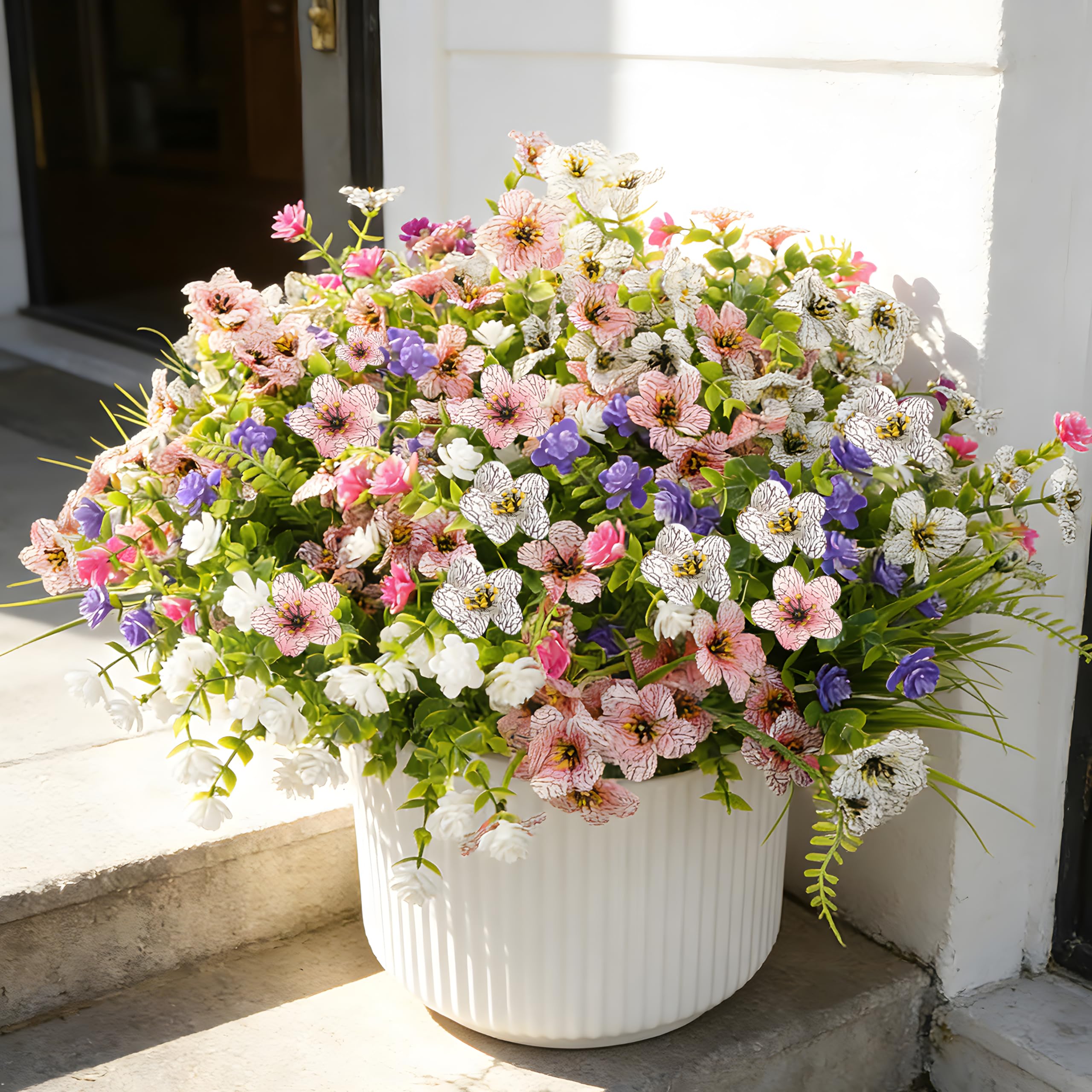 h2CeGak 24 pcs Fake Flowers Outdoor