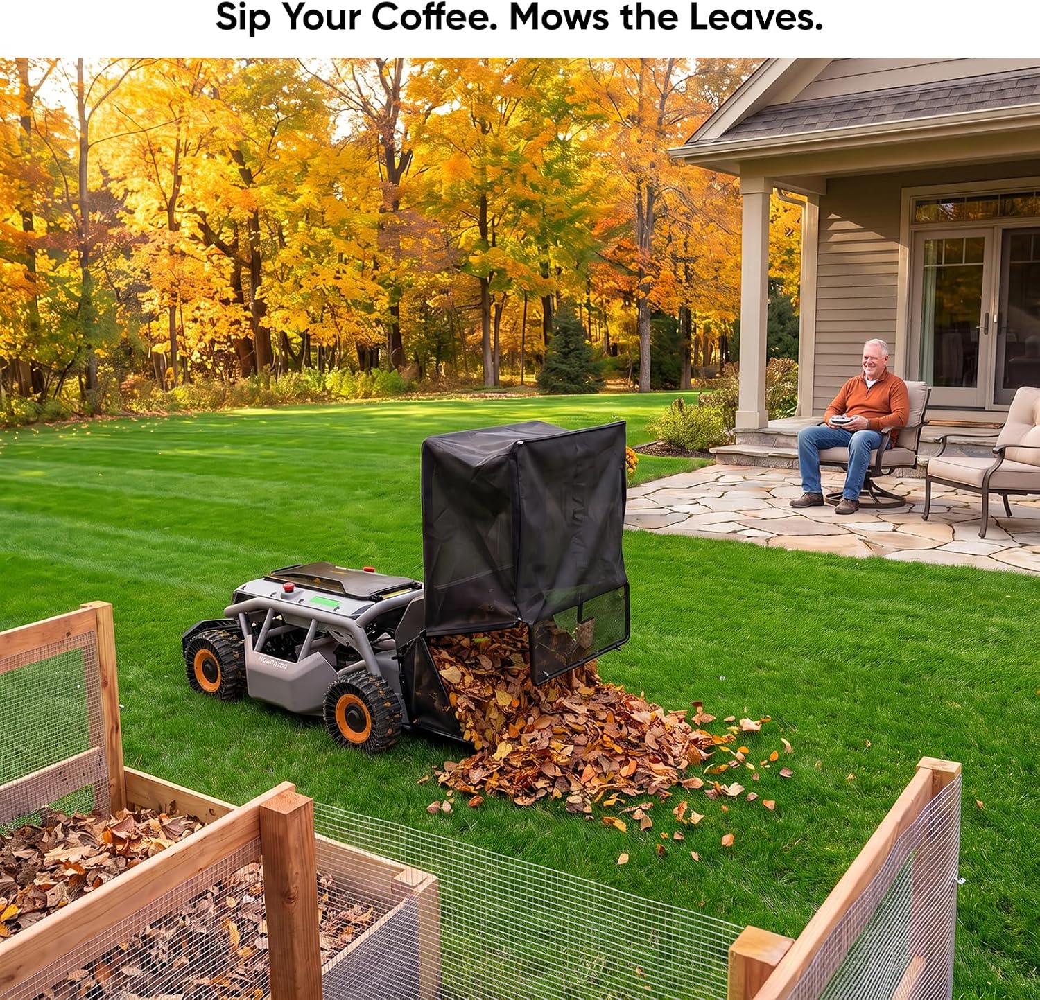 Mowrator S1 4WD 18Ah Remote Control Lawn Mower, Grip Tread Tries, 50° photo 5
