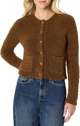 Amazon Essentials Women's Regular-Fit Wool Blend Boucle Button-Down Jacket