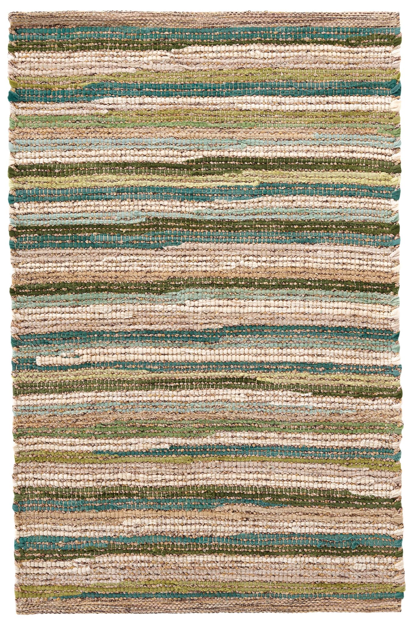 Dash and Albert Francisco Cotton Area Rug - 5' x 8' Green Stripe Handwoven Accent Rug - Durable, Low Pile, High Traffic Living Room, Hallway, Stairs -