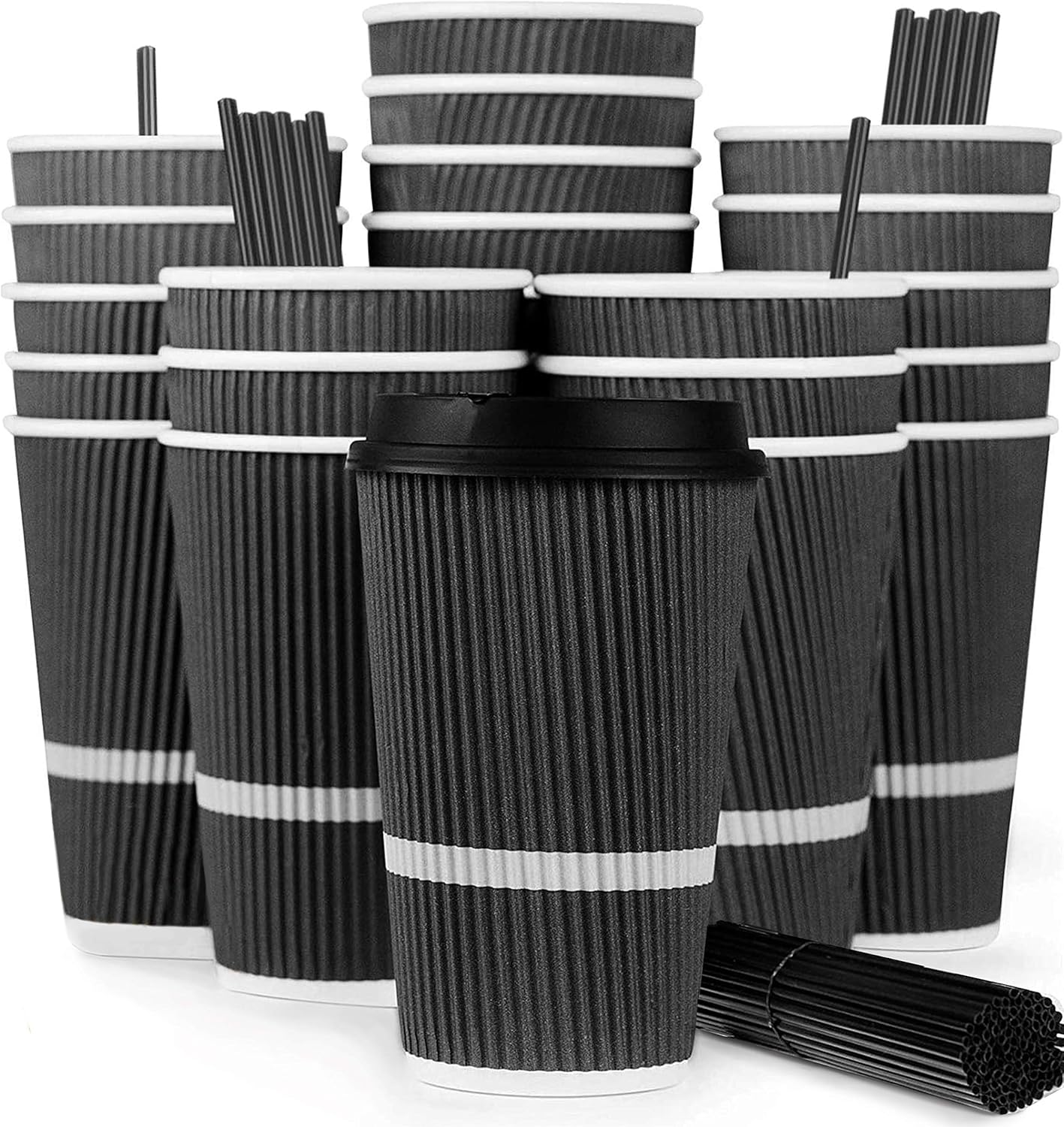 Disposable Coffee Cups with Lids 16 oz To Go Coffee Cup