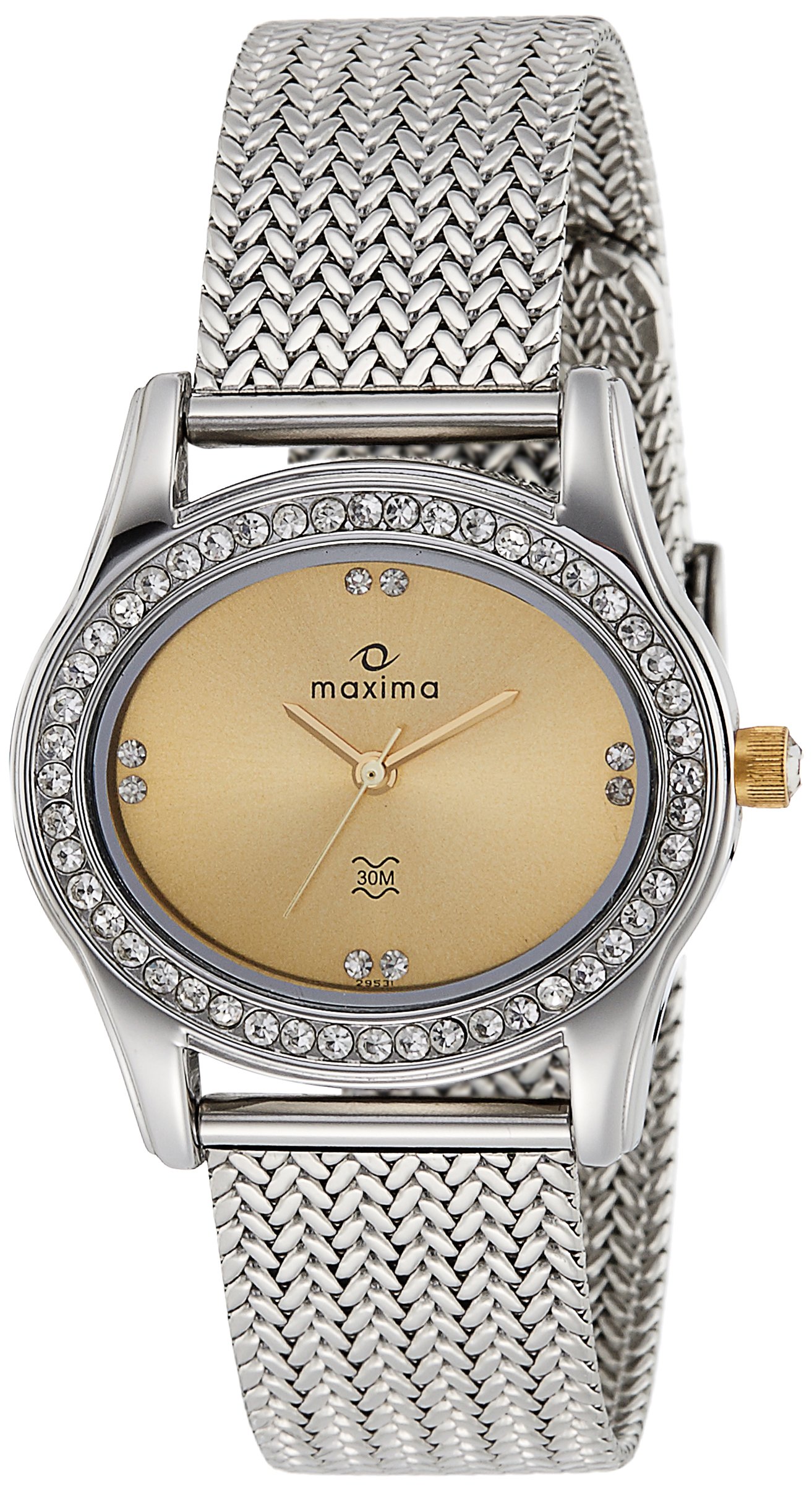 Maxima Stainless Steel Analog Gold Dial Women Watch-48640Cmli, Silver Band (B07CSSM36F) Amazon Price History, Amazon Price Tracker