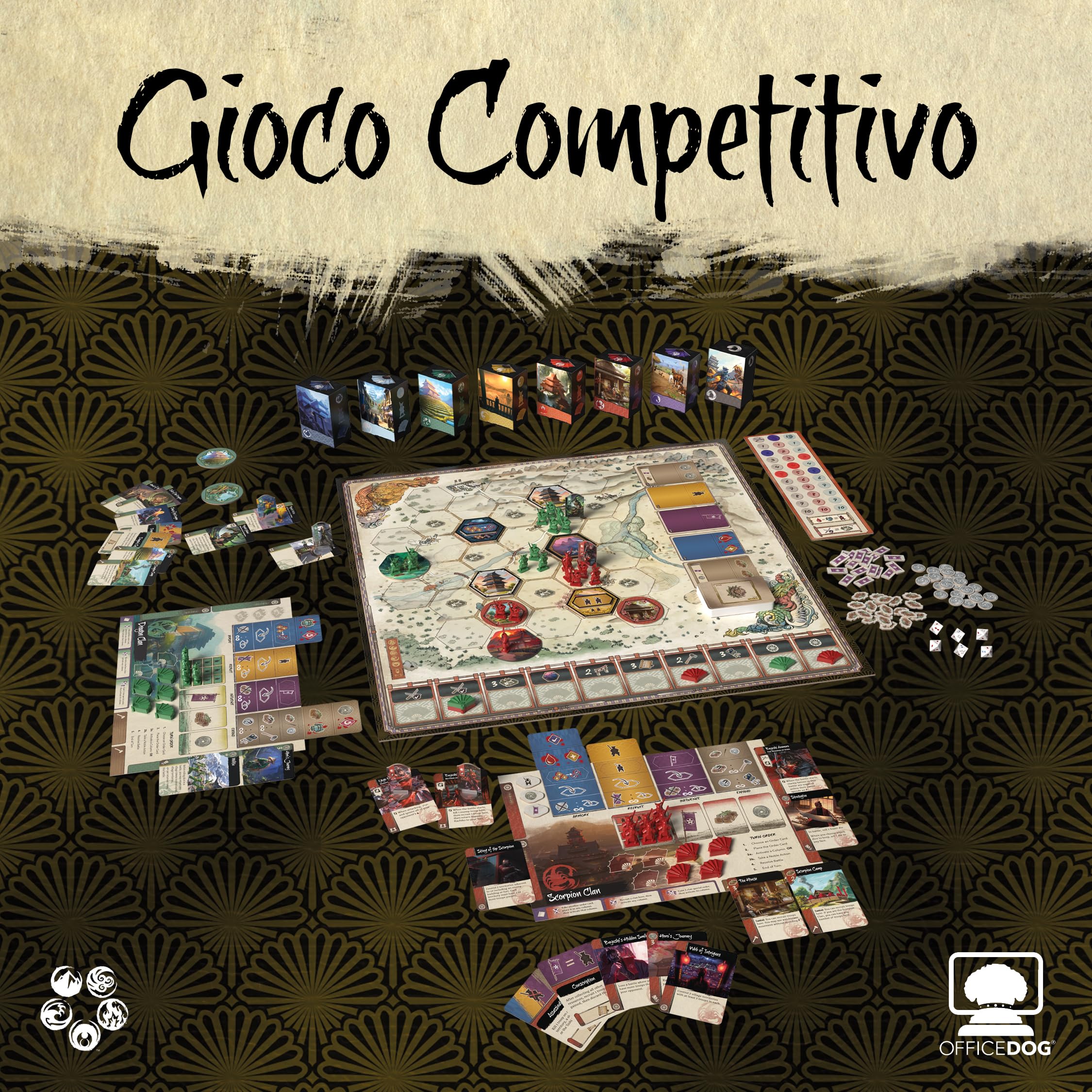 Asmodee – Gunsen: Schlacht für Tomhi RANBO – strategisches Brettspiel für Experten zum Thema Samurai – Gesellschaftsspiel für Familien und Freunde – 2-6 Spieler – 14+ Jahre – Italienische Ausgabe