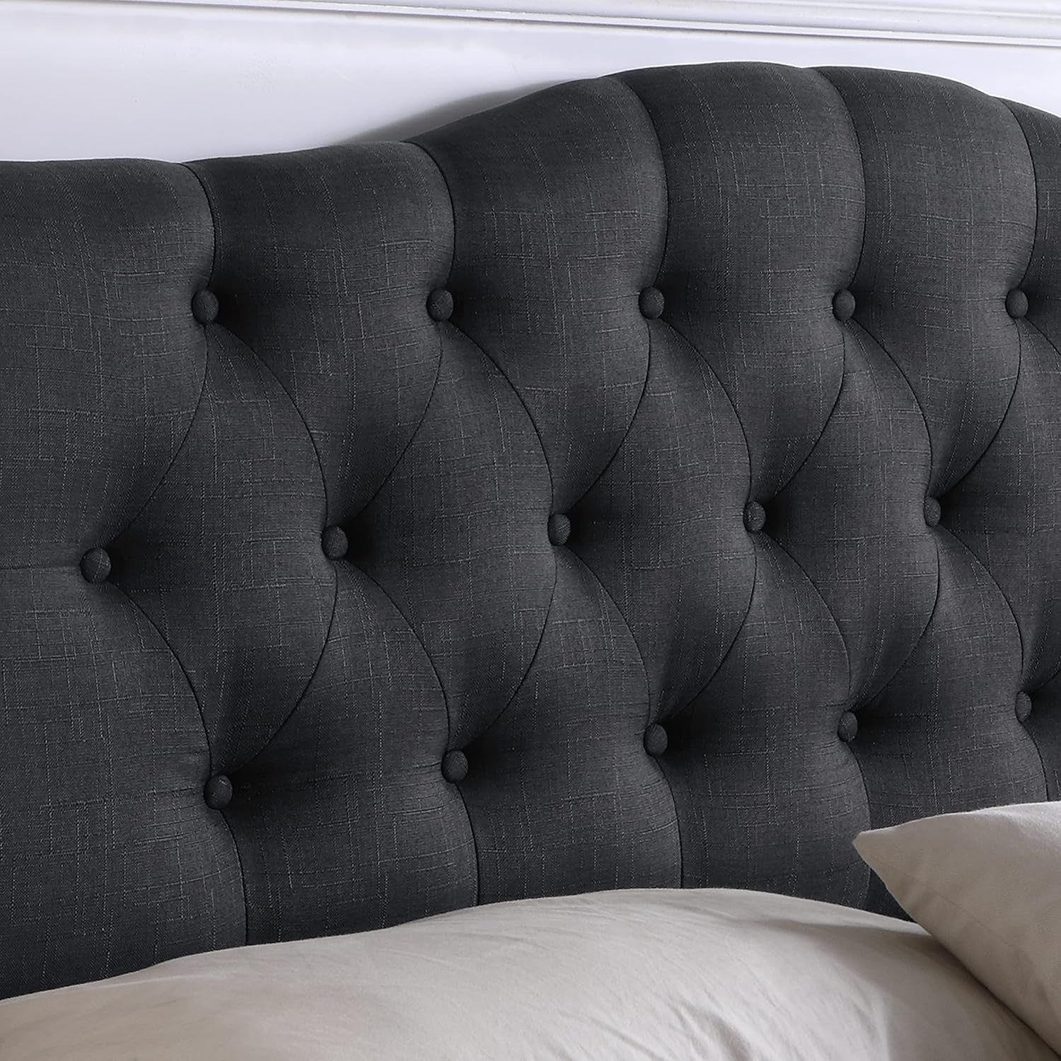 Buy 1 get 1 Rosevera Darax Upholstered Panel Headboard, King, Metal Gun