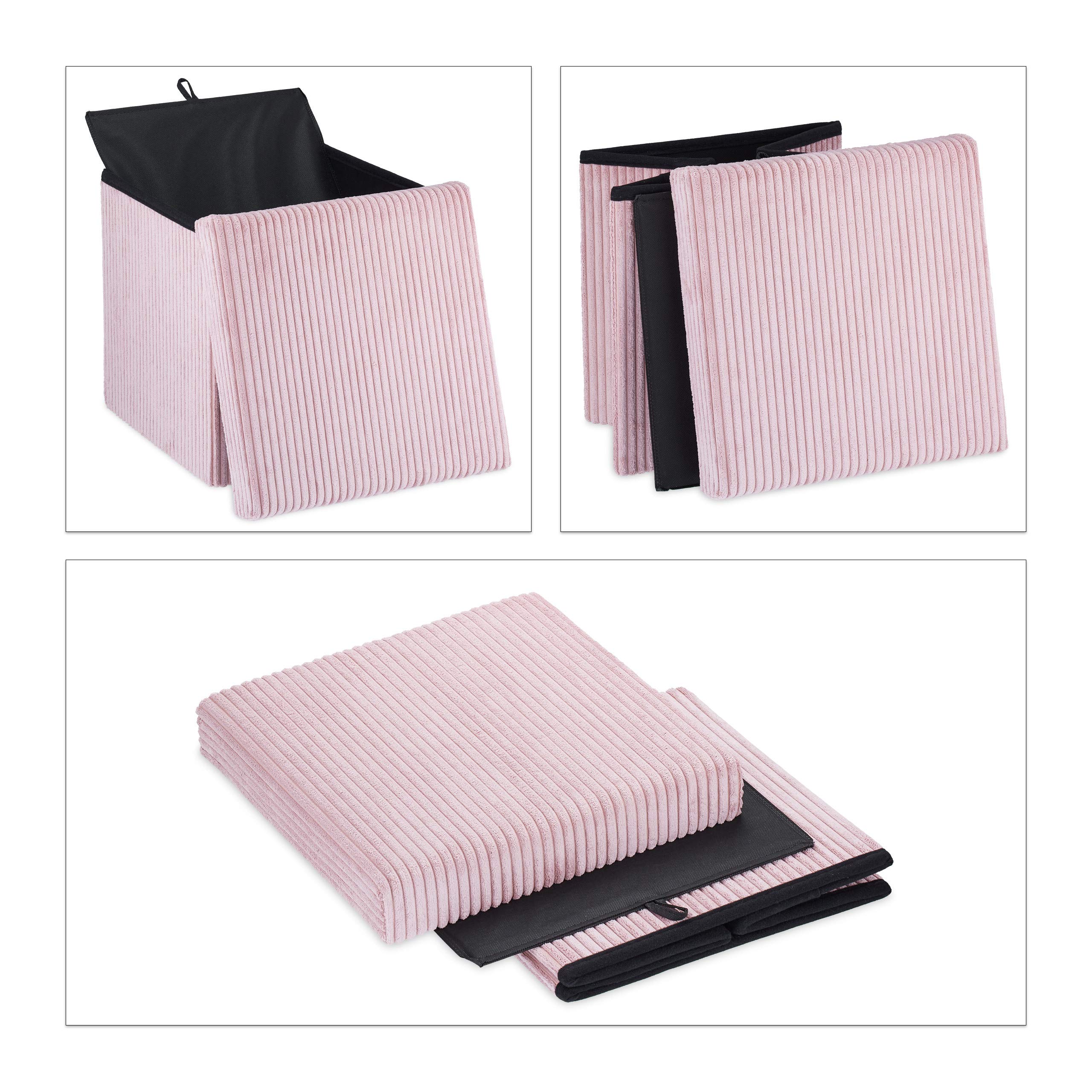 Ceruzo Poef - Zwart - 38x38x38 cm - Opvouwbaar - Hocker met