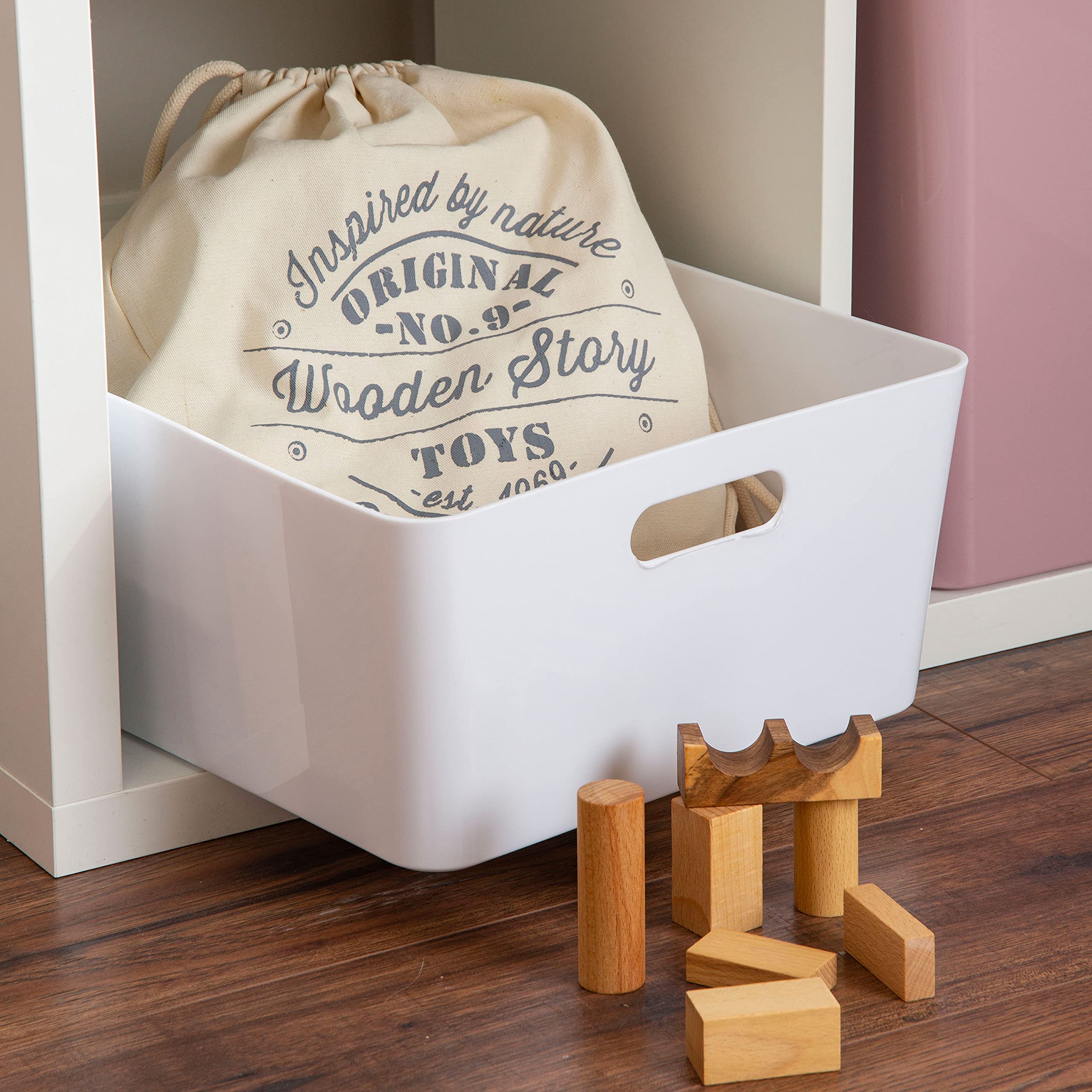 #11 4 Stück Ordnungsboxen passend für Kallax - 15 cm hoch - weiß - 30x 30 cm - Ordnungskorb - Regalorganizer Wandregal
