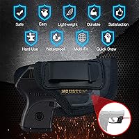 Vista 4 de IWB - Funda para pistola de Houston, material suave de cuero ecológico oculto Interior de gamuza Se adapta a: cualquier pequeño .380 con láser