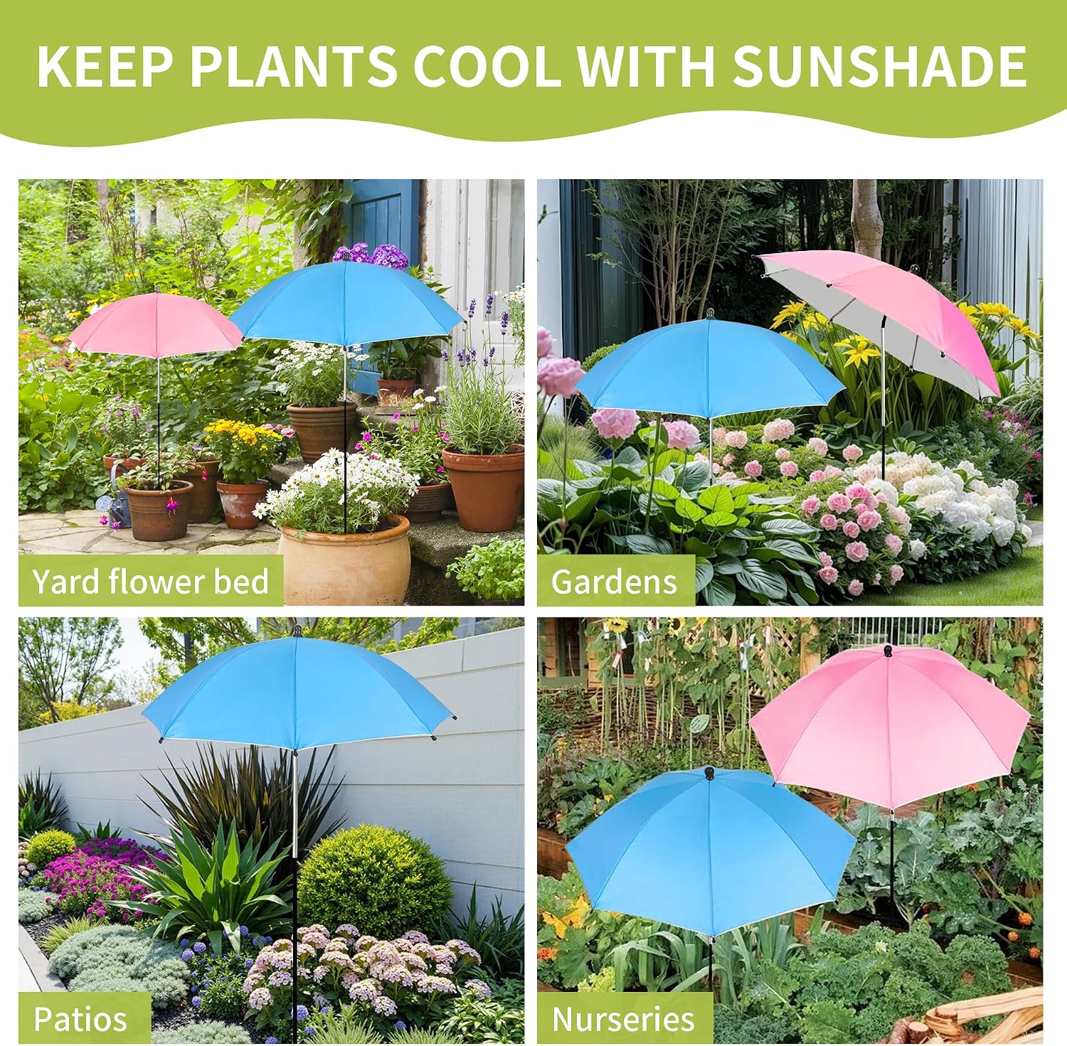 POPUPARTY Plant Shade Umbrellas for Outdoor Plants,23.6" Garden Umbrella for Plants with Adjustable Angle,Shade Cloth for Garden, Potted Plants, Patio Flowers