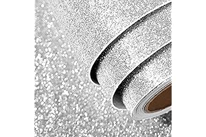 FunStick Silver Glitter Contact Paper Peel and Stick for Glamour Home Decor