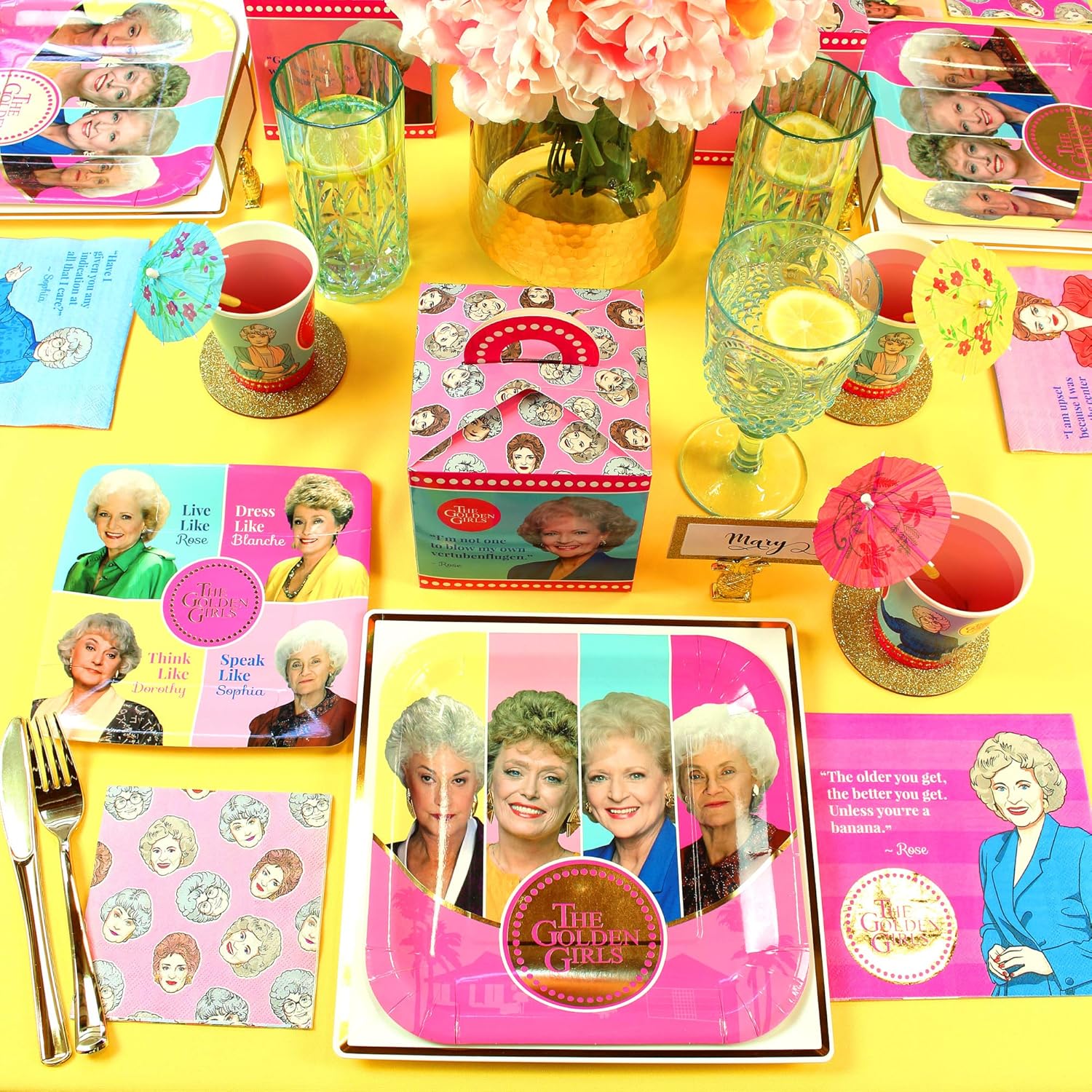 Golden Girls Party Supplies (Standard for 16) Golden Birthday Party Pack, 83 Piece Set, by Prime Party : Home & Kitchen