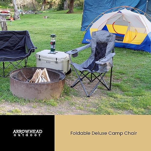 Miniatura 7 de ARROWHEAD OUTDOOR Paquete de 2 sillas plegables portátiles para acampar con enfriador de 6 latas, portavasos y soportes para copas de vino, bolsa de